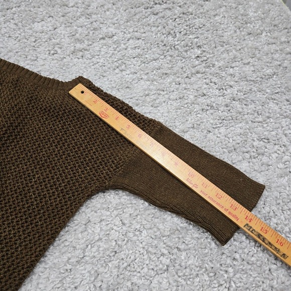 Peruvian Connection Sweater Women Small Brown Crochet Knit Pima Cotton Boho - Picture 11 of 12